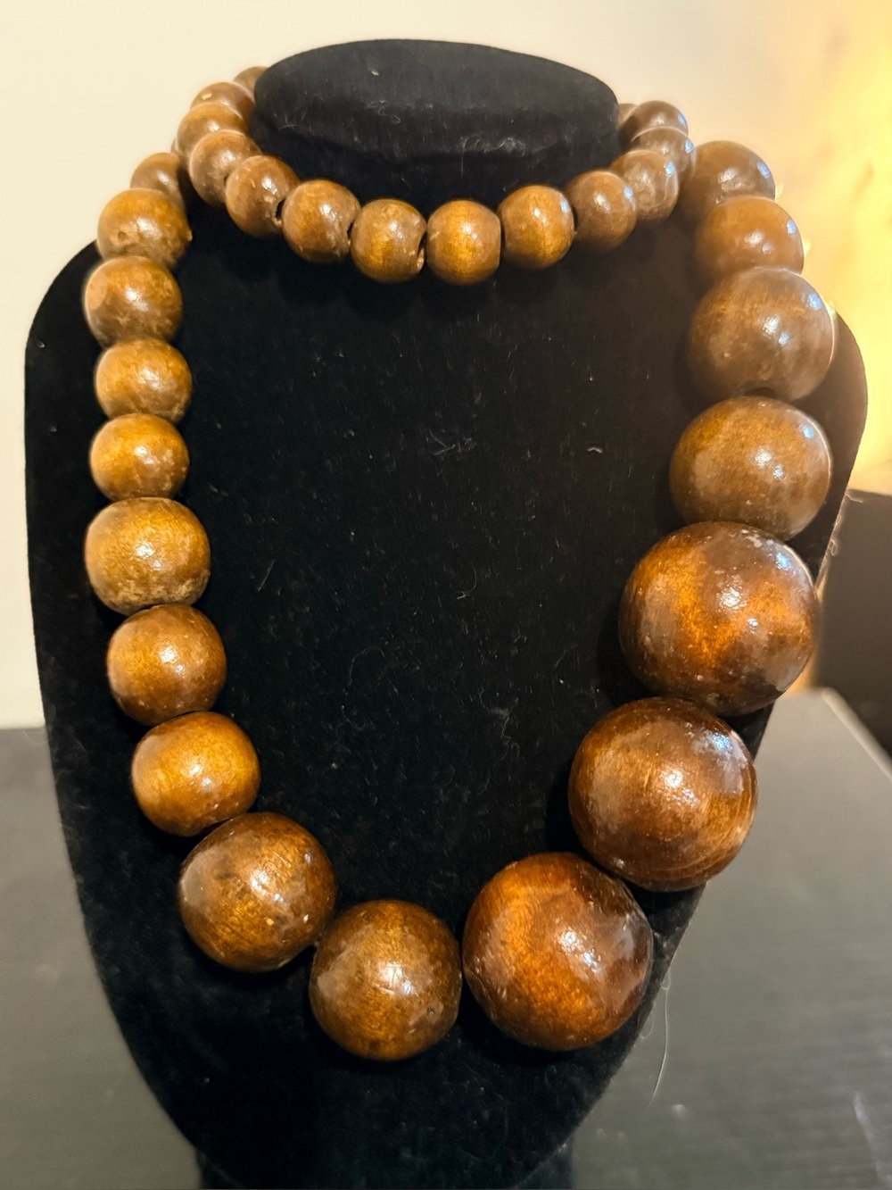 Handmade Brown Wooden Bead Necklace.